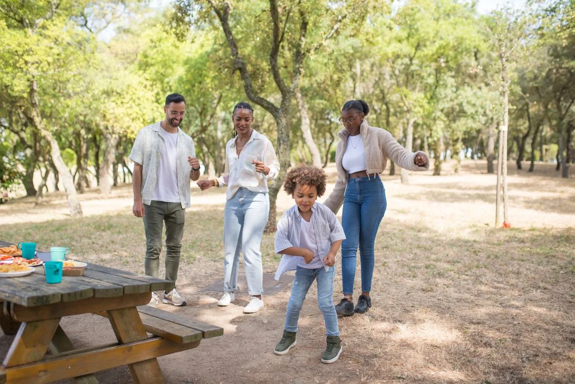 A family enjoying time together outdoors